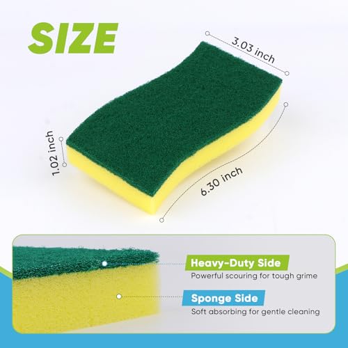 AIDEA Sponges Kitchen, 12 Pack XL Heavy Duty Dish Sponges, Cleaning Sponges - size: 12 Count, style: Yellow-S Shape XL