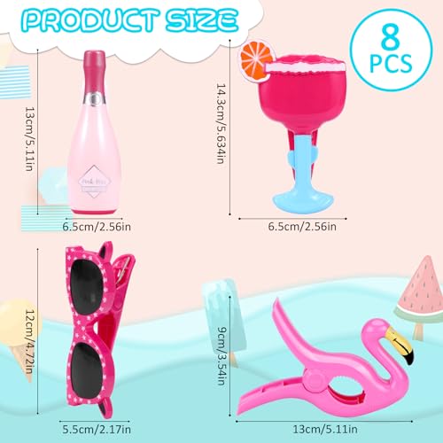8 Pcs Beach Towel Clips for Beach Chair Flamingo Beach Towel Holders Clothes Pins Decorative Beach Clips Colorful Towel Clips for Chairs Cruise Patio Beach Pool Home - color: Style B-8 Pcs