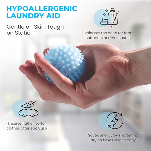 Handy Laundry Reusable Laundry Dryer Balls - A Natural Alternative to Fabric Softener, Reduce Drying Time and Save on Energy, Soft Fluffy Clothes, Fewer Wrinkles, Less Static Cling (Pack of 6) - color: Light Blue | 6-pack