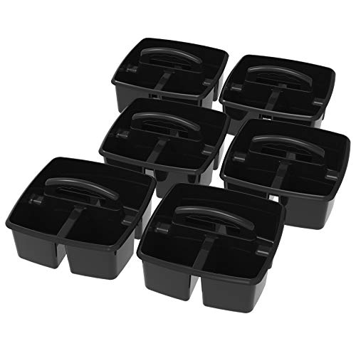 Storex 3-Compartment Small Cleaning Caddy – Multipurpose Supply Organizer with Handle, Black, 6-Pack (00972A06C) - color: Black, size: 6-Pack, style: Small