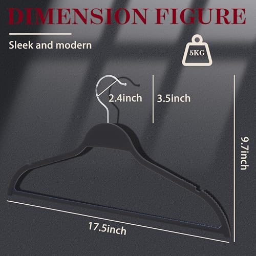 Non-Slip Rubber Coated Hangers, 20 Pack Space Saving Hangers - color: Black, size: 20 Pack