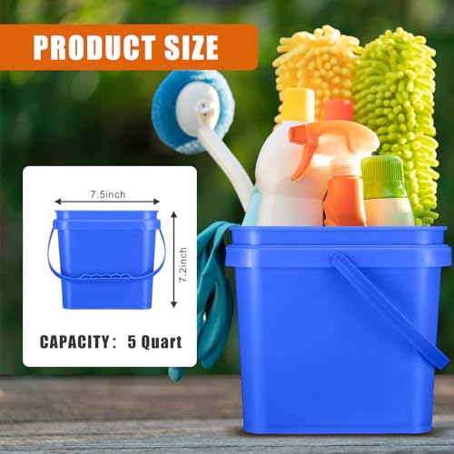 Mifoci 4 Pcs Plastic Bucket 5 Quart Square Cleaning Bucket Utility Small Pail with Handle for House Cleaning Storage Livestock Feeding Car Washing (Yellow,Blue,Green,Orange) - color: Yellow, Blue, Green, Orange