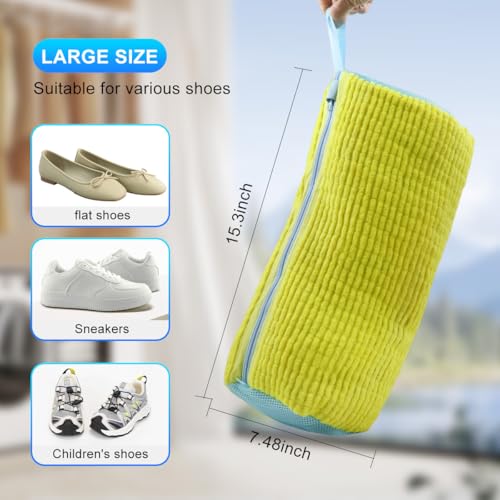 Reusable Shoe Washing Bag for Washing Machine - Simulate Hand Wash, Protect Shoes & Fit All Footwear - Large Capacity Laundry Bag for Sneakers, Flats & Kids Shoes 2 PCS (Yellow) - color: Yellow