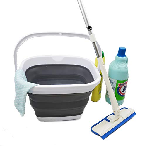 SAMMART 11L (2.9 Gallon) Collapsible Rectangular Handy Bucket (1, White/Grey) - color: White/Grey