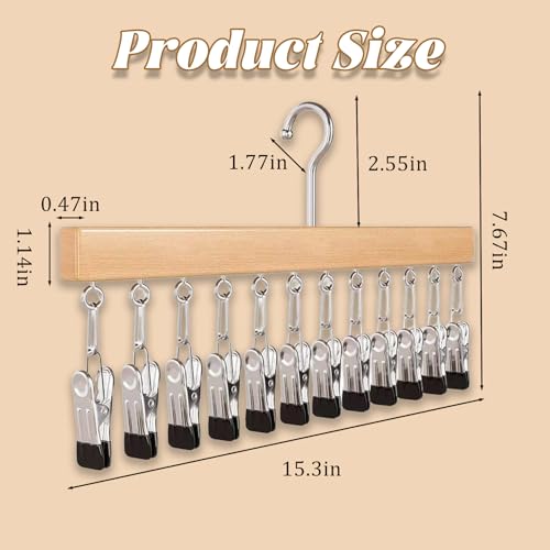 Space-Saving Hanging Closet Organizer with 12 Sturdy Clips, 360° Rotating Multi-Purpose Hanger for Jeans, Leggings, Scarves, Socks & Hats - Maximize Closet Storage (1 Pack)