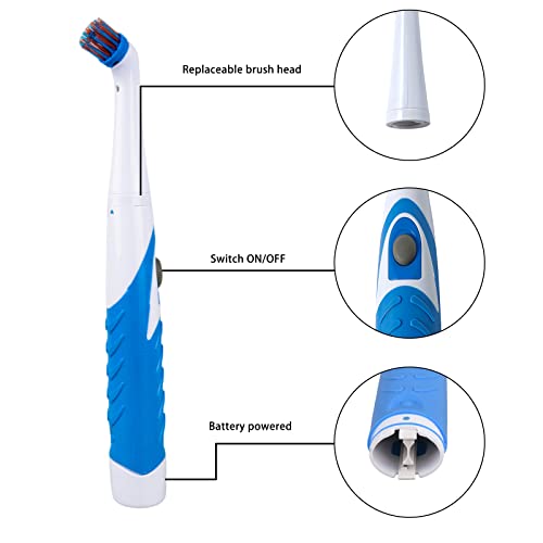 Electric Cleaning Brush with 4 in 1 Multiple Brush Heads, Indoor Household Cordless Motorized Brush for Bathroom Toilet Kitchen Tile Crevice - color: Blue