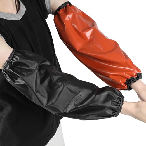 4 Pairs PVC Waterproof Arm Sleeves Covers – Oilproof, Acid & Alkali Resistant – Forearm Protectors for Cooking, Cleaning, Painting, Dog Grooming (15.76” x 7.88”, Heavy-Duty PVC)