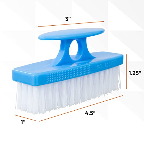 Superio Nail Brush Cleaner with Handle - Durable Brush Scrubber To Clean Toes, Fingernails, Hand Scrubber All Surface Cleaning, Blue Heavy Duty Scrub Brush Stiff Bristles, Easy To Hold - color: Blue, size: 1 Pack