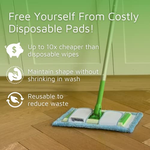 2-Pack Reusable Mop Pads for Swiffer Sweeper, Washable Microfiber Refills - color: 2 Pack-blue Wet Dry Pad
