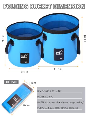 Collapsible Bucket with Handle, Lightweight 5 Gallon 20L - color: Blue, size: 12L