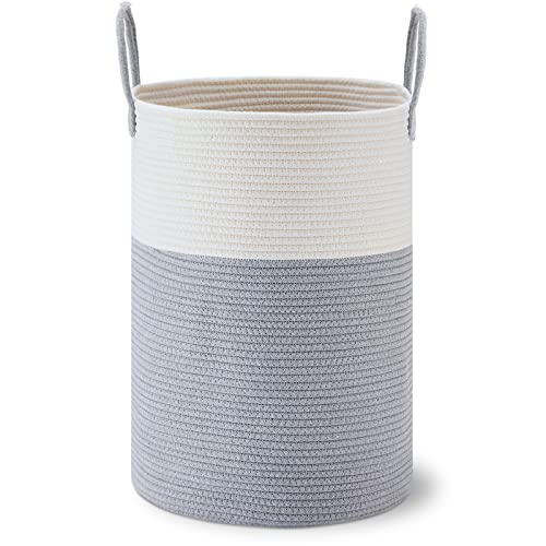 VIPOSCO 58L Tall Woven Laundry Basket Hamper, Grey White - color: Grey, size: 58L