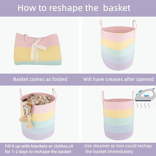 XUANGUO Rope Laundry Basket Hamper for Kids Girl, rainbow - color: rainbow, size: Regular
