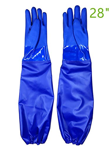 Long Water Proof Rubber Gloves with Cotton Lined, Elbow Length Chemical Resistant Gloves,Large - size: 25 Inch