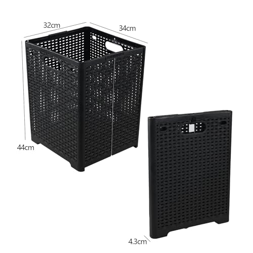 Collapsible Laundry Basket Hamper, 40 L Tall Foldable