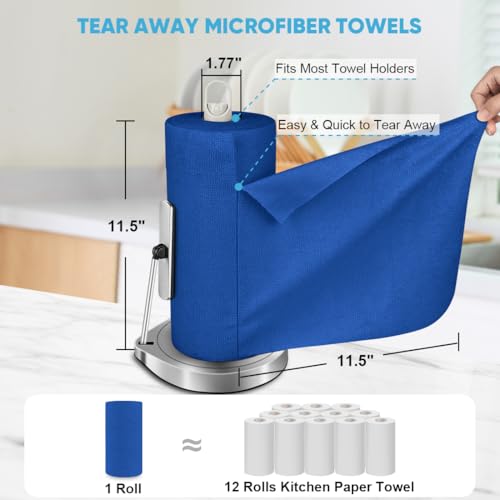 AIDEA Microfiber Cleaning Cloth Roll-50PK, Reusable Paper Towels 11.5×11.5" - color: Dark Blue