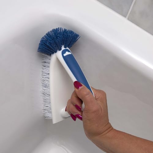Unger 2-in-1 Bath and Tile Scrubber Brush Tool, Crevice Cleaning Supplies, Dishwasher Safe, Rounded Bristles for Bathroom Scrubbing, Great for Tile, Bathtubs, and Showers - size: 1 Count, style: 2-in-1 Bath & Tile Brush