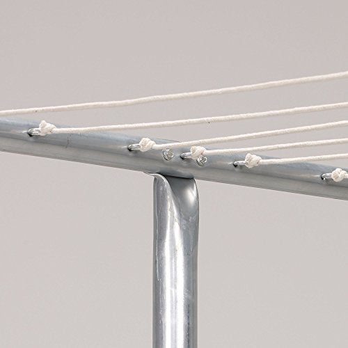 Household Essentials Steel Outdoor Clothesline T‑Post, Galvanized Single Post with Crossbar and Eyelet Screws, Silver Finish