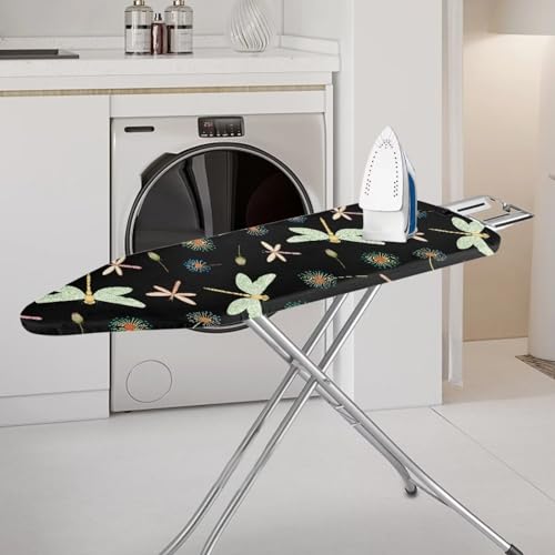 Dragonfly Ironing Board Cover and Pad with Tightening Straps Hook and Loop, Iron Replacement Cover Cozy Nose Pocket - color: Dragonfly
