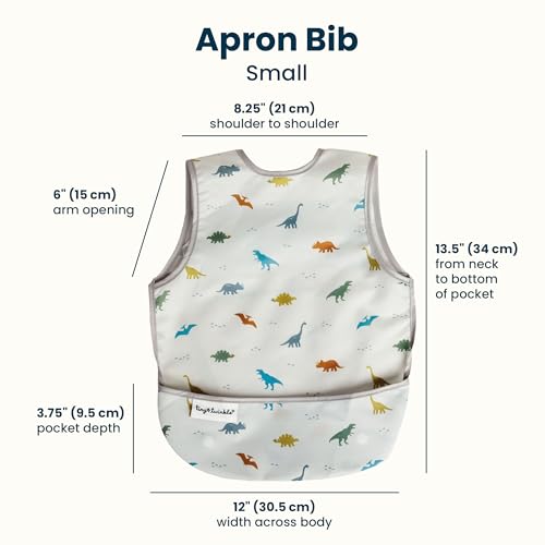 Tiny Twinkle Mess Proof Baby Bib for Boys | Waterproof Toddler Bib for Eating | Baby Apron for Feeding, Machine Washable | Perfect Shower Gift (Dinosaur, 6–24M) - color: Dinosaur, size: Small 6-24 Months