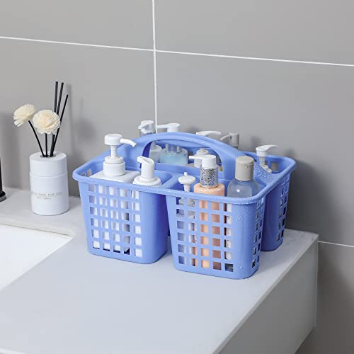 Portable Shower Caddy Basket Plastic Storage Basket with Compartments Blue - color: Blue
