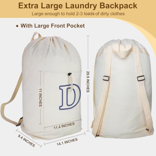 Laundry Bag Backpack Personalized Initial Canvas Laundry Bag, Letter D - color: Letter D, size: X-Large