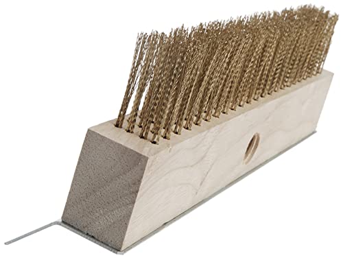 Winco Brass Wire Oven Bristle Brush with Metal Scraper,Brown,Medium - size: Medium