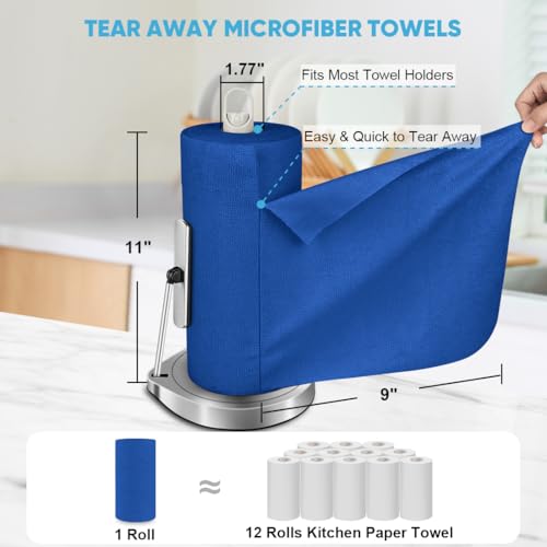 AIDEA Microfiber Cleaning Cloth 165 Sheets 3 Roll, Cleaning Rags 11×9" - color: Dark Blue, size: 55 Count (Pack of 3)