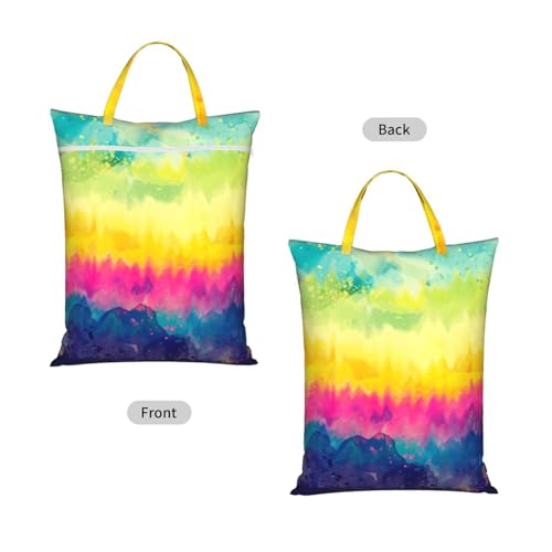 "colored pastel colorful tie dye rainbow purple pink print 2-Pack Travel Laundry Bags for Dirty Clothes- Large Waterproof Laundry Tote, Wet & Dry Use, Reusable Foldable Carry Handles" - color: Colored Pastel Colorful Tie Dye Rainbow Purple Pink Print