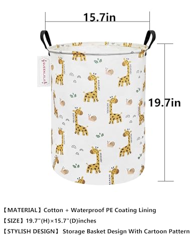 Foldable Waterproof Round Fabric Laundry Basket Home, Yellow Giraffe - color: Round-Yellow Giraffe