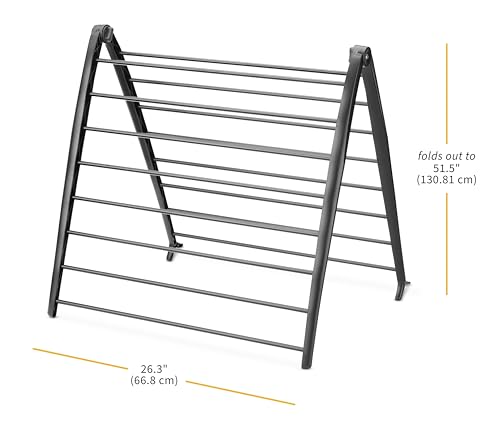 Whitmor Spacemaker Folding Drying Rack, Indoor Clothes Organizer with Patent-Pending Design, Space Saving, 6" L x 26" W x 51.5" H, Black - color: Black