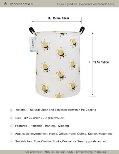 Round collapsible Large Bee Laundry Hamper for Adults and Kids - color: Round Bee