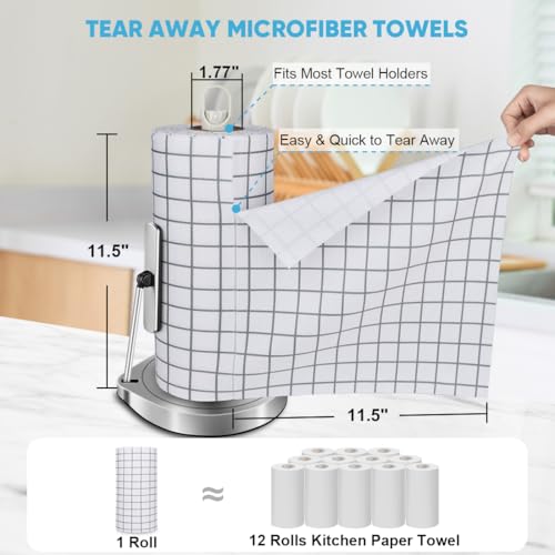 AIDEA Microfiber Cleaning Cloth Roll-50PK, Reusable Paper Towels 11.5×11.5" - color: Printed