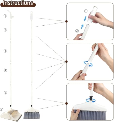 Dustpan Brush Set (White and Brown) - color: White and Brown