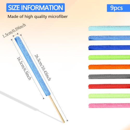 9 Pcs Air Vent Cleaner Microfiber Detail Duster Sticks Fan Cleaning Brush Crevice Cleaning Tool Mini Split Cleaning-Kit Fan Blade Cleaner Dusters for Clean Home Car Window Blind