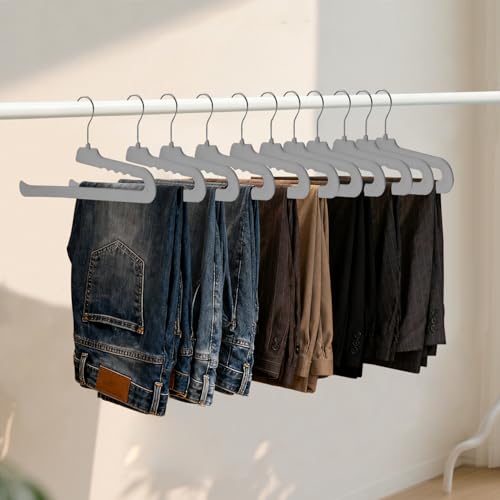 ManGotree Non Slip Velvet Pants Hangers Felt Jean Hangers 48 Pack Grey - color: Gray, size: 48 Pack