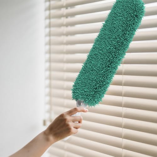 Microfiber Duster with Handle and Washable Duster Head, Dusters for Cleaning,Green, Reusable Cleaning Tool,2PCS