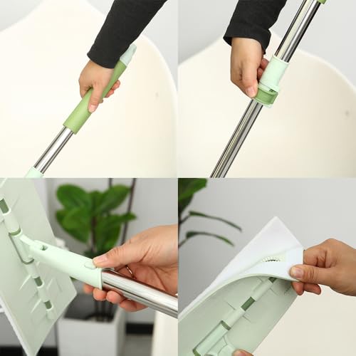 Magic Sponge Eraser Mop, 60" Adjustable Handle with Flexible 13" Flat Head - color: Mop Set, size: 60"x13"