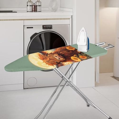 Highland Cattle Ironing Board Cover and Pad Standard Size Sunflower Iron Table Covers Non-Slip Thick Ironing Board Protective Ironing Padded Cover Suitable Gifts for Women Men Cows - color: Highland Cattle Sunflower