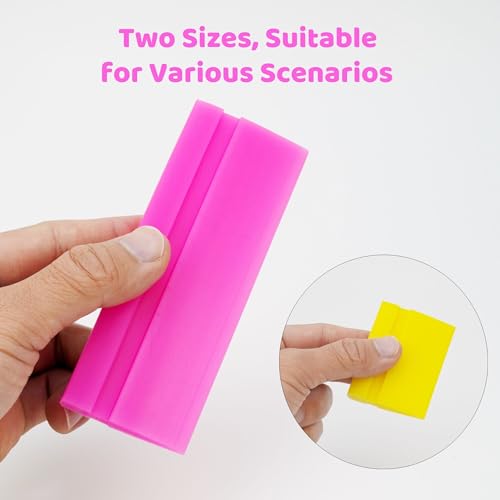 2-Piece DIY Mini Squeegee Set - Soft Silicone Window Tint Squeegee for Glass, Mirror, Shower - (pink4.7in x 1.9in, yellow2.4in x 1.9in) - color: 2pcs,pink+yellow