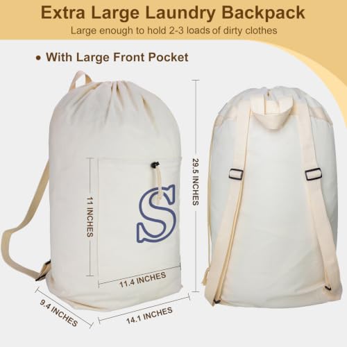 Laundry Bag Backpack Personalized Initial Canvas Laundry Bag, Letter S - color: Letter S, size: X-Large