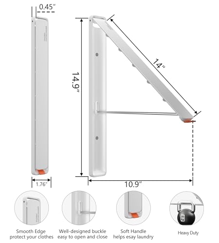 Dr.DJ Clothes Drying Rack, Wall-Mounted Retractable & Foldable Clothes Hanger for Laundry Room Organization and Storage, Clothes Hanger Rack for Dorm, Closet, Balcony(1 Pack, White) - color: White 1pack