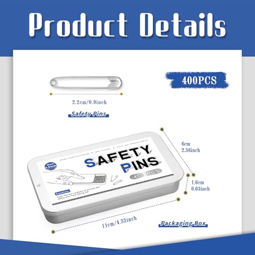 Jmuiiu 400 PCS Safety Pins, 0.9 Inch Small Inch Safety Pins, Clothes Pin - size: 0.9 inch-400 pcs