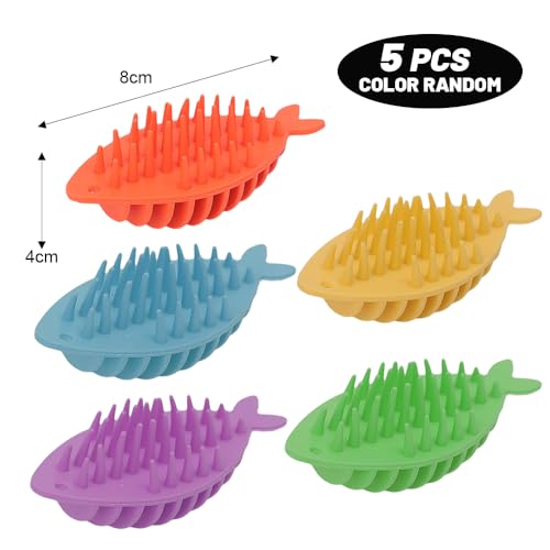 5Pcs New Fishbone Shape Laundry Balls Soft Glue Reusable Softener Ball Anti-Winding Decontamination Laundry Tablets,Random Color (8 * 4cm)