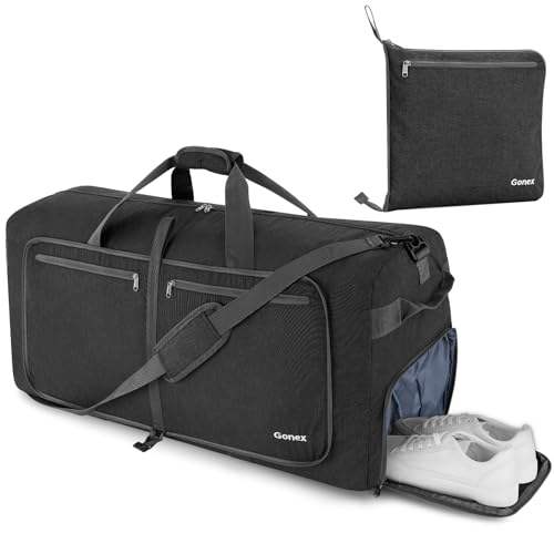 Gonex 150L Foldable Travel Duffle Bag with Shoe Compartment, Lightweight - color: Dark Grey, size: 150L