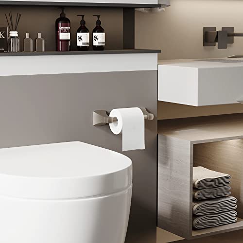 Brushed Nickel Toilet Paper Holder Bathroom Double Post Pivoting Tissue Roll Holder Stainless Steel and Zinc Alloy Wall Mount - color: Brushed Nickel