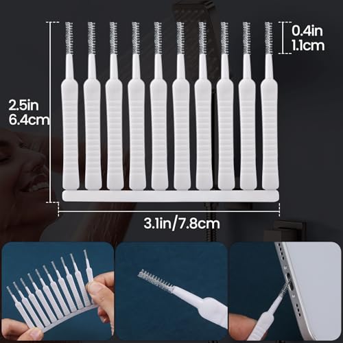 10 Pcs Shower Head Cleaning Brush, Shower Head Cleaner Tool Multifunctional Shower Head Cleaning Brushes for Household Bathroom - color: White