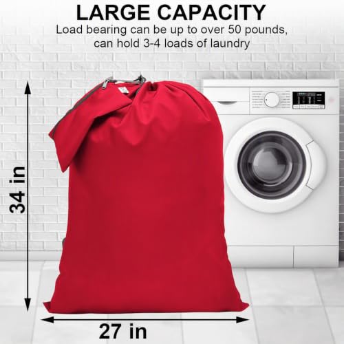 Laundry Bag Backpack, 27"x 34"Laundry Bag with Straps & Drawstring, Red - color: Red
