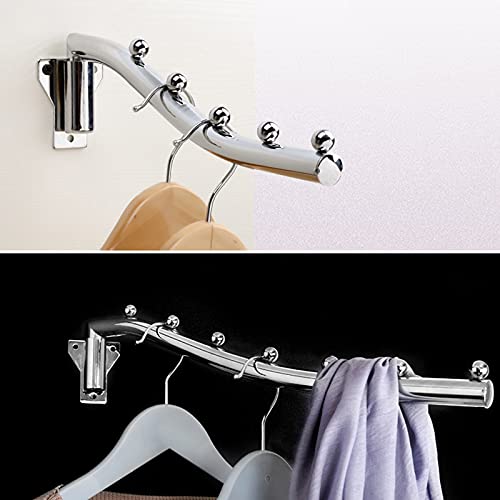2 PCS Folding Wall Mounted Clothes Hanger, Clothes Hanger Rack Retractable, Collapsible Stainless Steel Closet Clothes Hangers Garment Racks Clothes Drying Racks Coat Hooks Clothing Hanging Holder - size: 5 HOOKS x 2