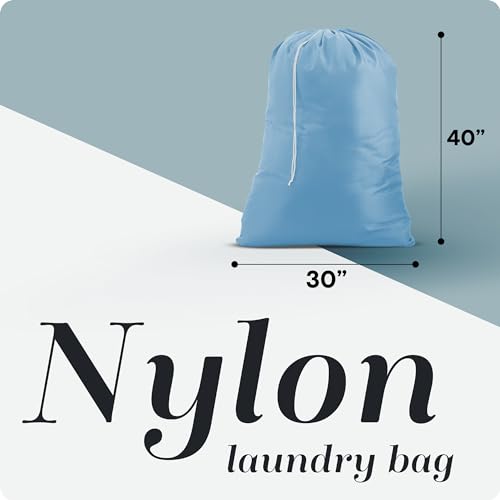 Handy Laundry XL Laundry Bag – Heavy Duty Nylon, 30" x 40", Large Capacity, Durable Drawstring Closure, Machine Washable, Travel & Dorm Essentials for Dirty Clothes, Light Blue - color: Light Blue, size: 30" x 40"