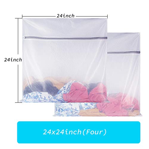 SUERIV Laundry Mesh Bag-Heavy Duty Mesh Laundry Bags,Laundry Bags Mesh Wash Bag for Washing Machine-Supper Zipper Net Laundry Bag for Travel,Lingerie,Sweater,Garment,Undergarment 4(24Inch×24Inch)